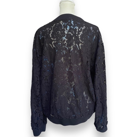 Ruff Hewn Black and Blue Floral Lace Reversible Bomber Jacket | Size M/L - Picture 6 of 13